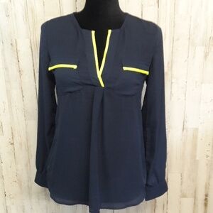 TOBI Blue Blouse Top Shirt Peplum Ruffle Flowy XS